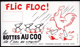 Buvard  Les Bottes "Au Coq". Les Bottes "Au Coq", De L'eau Se Moquent. Illustration : Coq Et Poussins Bottés. - Schoenen