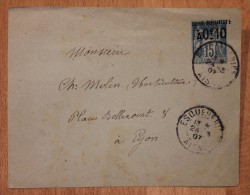 Entier Postal Pour Lyon Devant D'enveloppe Type Sage Oblitération Esqueheries Type A Aisne 02 - Standard Covers & Stamped On Demand (before 1995)