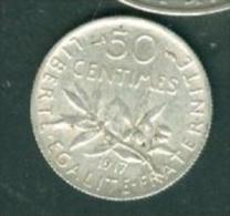 50 Centimes  1917 - Semeuse - Argent- SILVER Bel Etat  - Pia9507 - 50 Centimes