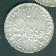 1 Franc  1915 - Semeuse - Argent- SILVER Bel Etat  - Pia9509 - 1 Franc