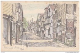 POSTCARD 1930 CA. RYE  - MERMAID STREET - PENCIL SKETCH POSTCARD - Rye