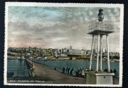 T1976 CARTOLINA ACQUARELLATA GELA PANORAMA DAL PONTILE - Gela