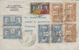 Brazil Royal Swedish Consul, PERNAMBUCO 1931 Cover Letra To Sweden 4x Mi. 338 & 3x Mi. 339 Revolution Leaders Cote 100 € - Briefe U. Dokumente
