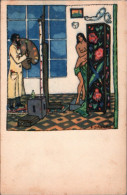 ! Aktmalerei Künstlerkarte, Signatur Carl Krenek, Malerei, Kunst, Peinture, Palette, Painting, Nude, Peintre - Wiener Werkstätten