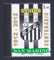2012 SAN MARINO "100° ANN. DEL SANTOS FUTEBOL CLUBE" SINGOLO MNH* - Neufs