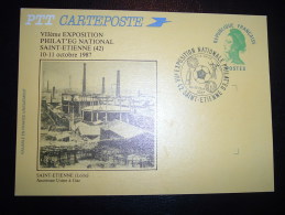 CARTEPOSTE LIBERTE DE GANDON VERT OBL.10-11 Oct.1987 42 SAINT-ETIENNE +VIIème EXPOSITION PHILAT'EG NATIONAL+ USINE A GAZ - Overprinter Postcards (before 1995)