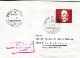 Philatélie Polaire - République Fédérale  - Lettre De 1968 - Oblitération Deutsche Schifspost - Spitzbergenfahrt - Arctic Expeditions