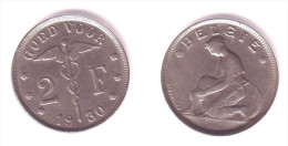 Belgium 2 Francs 1930/20 (legend In Dutch) - 2 Francos