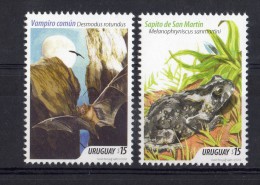 Uruguay 2014 MNH  Vampire Bat Frog  Murcielago Vampiro Rana Vampire Chauve-souris Grenouille Map Karte  Cavern - Fledermäuse