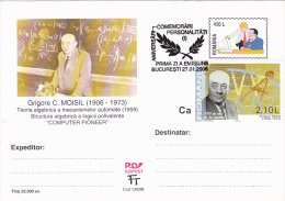 2877A GRIGORE MOISIL, COMPUTER PIONEER, POSTCARD, POSTAL STATIONERY, 2006, ROMANIA - Informática