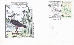 2955A  BIRDS VANELLUS VANELLUS,1993 SPECIAL COVER STAMPS OBLITERATION CONCORDANTE ROMANIA. - Albatros