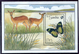 (cl 32 - P17) Gambie** Bloc N° 66 - Papillons - - Gambia (1965-...)