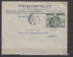 Maroc  -n° 230  X2  Obli/sur Lettre Voyagée Par Avion - 1945 - Pub Primafruit - Casablanca - Lettres & Documents