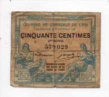 Billet Chambre De Commerce De Lyon - 50 Cts - 8 Septembre 1915 - 2° Série - Sans Filigrane - Cámara De Comercio