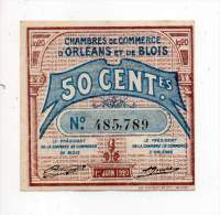 Billet Chambre De Commerce D'Orléans Et De Blois - 50 Cts - 1er Juin 1920 - Filigrane Abeilles - Chamber Of Commerce
