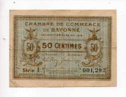Billet Chambre De Commerce De Bayonne - 50 Cts - 22 Mai 1916 - Série I - Sans Filigrane - Chamber Of Commerce
