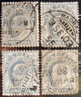 BRITISH INDIA 1902 3p King Edward VII USED 4 Stamps - 1902-11  Edward VII