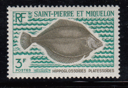 St Pierre Et Miquelon 1972 MNH Sc 420 3fr Hippoglossoides Platessoides - Nuovi