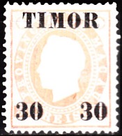 TIMOR - 1892,  D. Luis I, Selos De Macau, Com Sobretaxa,  30 R. S/ 300 R.   D. 12 3/4  (*) MNG  MUNDIFIL  Nº 24 - Timor