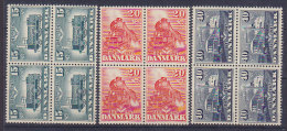 Denmark 1947 Mi. 298-30 Dänische Eisenbahn 100 Jahre 4-Block Complete Set MNH* !! - Blocs-feuillets