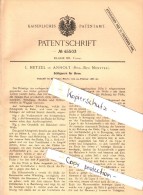 Original Patent - L. Hetzel In Anholt , Isselburg , 1888 , Schlagwerk Für Uhren , Uhrmacher , Uhr , Münster  !!! - Montres Anciennes