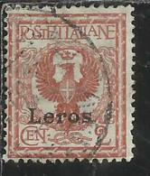 COLONIE ITALIANE EGEO 1912 LERO (LEROS) SOPRASTAMPATO D'ITALIA ITALY OVERPRINTED CENT. 2 CENTESIMI USATO USED OBLITERE´ - Ägäis (Lero)