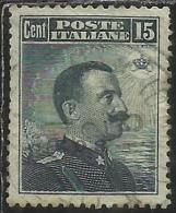 COLONIE ITALIANE EGEO 1912 LERO (LEROS) SOPRASTAMPATO D´ITALIA ITALY OVERPRINTED CENT. 15 CENTESIMI USATO USED OBLITERE´ - Aegean (Lero)