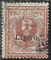 COLONIE ITALIANE EGEO 1912 LIPSO SOPRASTAMPATO D´ITALIA ITALY OVERPRINTED CENT. 2 CENTESIMI  USATO USED OBLITERE´ - Egeo (Lipso)