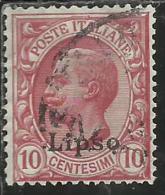 COLONIE ITALIANE EGEO 1912 LIPSO SOPRASTAMPATO D´ITALIA ITALY OVERPRINTED CENT. 10 CENTESIMI  USATO USED OBLITERE´ - Aegean (Lipso)