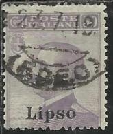 COLONIE ITALIANE EGEO 1912 LIPSO SOPRASTAMPATO D´ITALIA ITALY OVERPRINTED CENT. 50 CENTESIMI  USATO USED OBLITERE´ - Egée (Lipso)