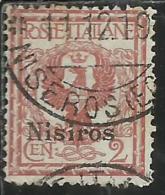 COLONIE ITALIANE EGEO 1912 NISIRO (NISIROS) SOPRASTAMPATO D´ITALIA ITALY OVERPRINTED CENT 2 CENTESIMI USATO USED - Egée (Nisiro)