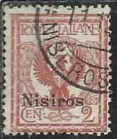 COLONIE ITALIANE EGEO 1912 NISIRO (NISIROS) SOPRASTAMPATO D´ITALIA ITALY OVERPRINTED CENT 2 CENTESIMI USATO USED - Egeo (Nisiro)