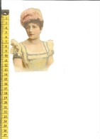 Chromo Découpi  Grand Format 13.5cmx9cm : Tête  De Femme, Chapeau Rose - Other & Unclassified