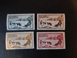 Saint Pierre Et Miquelon: 1910 1939  Y/T N° 167, 168, 171 Et 172 Trac Charnière - Neufs