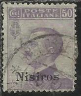COLONIE ITALIANE EGEO 1912 NISIRO (NISIROS) SOPRASTAMPATO D´ITALIA ITALY OVERPRINTED CENT 50 CENTESIMI USATO USED - Aegean (Nisiro)
