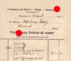CHARNEUX HERVE 1924 VIELLEVOYE  Commerce De Fruits Sirop Fourrages - Agricultura