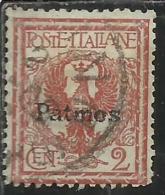 COLONIE ITALIANE EGEO 1912 PATMO (PATMOS) SOPRASTAMPATO D´ITALIA ITALY OVERPRINTED CENT. 2 CENTESIMI USATO USED - Egée (Patmo)