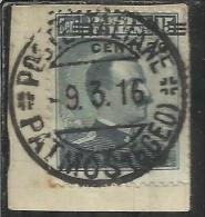 COLONIE ITALIANE EGEO 1916 PATMO (PATMOS) SOPRASTAMPATO D´ITALIA ITALY OVERPRINTED CENT. 20 SU 15 CENTESIMI USATO USED - Egée (Patmo)