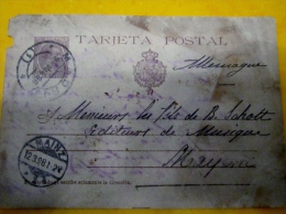 Entier Postal U.P.U  Espagne Tarjeta Postal 1898 Par Poste Recommandé  , Besorgt  , Main Allemagne , éditeur Musique - 1850-1931