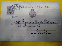 Entier Postal U.P.U   Espagne , Tarjeta Postal 1895 Pour Paris France - 1850-1931