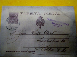 Entier Postal , Tarjeta Postal, Espagne , Franco Echecopar Malaga ( Plié) - 1850-1931