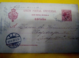 Entier Postal , Tarjeta Postal, Espagne , U.P.U , 1900 , Crefeld  Alemania  49b - 1850-1931