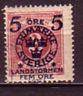 SUEDE - SVERIGE - 1916 - 1917 - Timbrees De 1872 - 91 Avec Surcharge Bloue - 5 + 5 Sur 3** Ore - Neufs