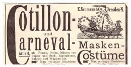 Original Werbung - 1891 - Karneval - Masken , Kostüme , E. Neumann & Co., Fasching !!! - Carnival