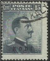 COLONIE ITALIANE EGEO 1912 RODI SOPRASTAMPATO D´ITALIA ITALY OVERPRINTED CENT. 15 CENTESIMI USATO USED OBLITERE´ - Aegean (Rodi)