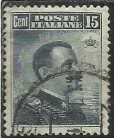 COLONIE ITALIANE EGEO 1912 RODI SOPRASTAMPATO D´ITALIA ITALY OVERPRINTED CENT. 15 CENTESIMI USATO USED OBLITERE´ - Ägäis (Rodi)