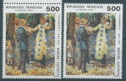 Variété : N° 2692 Renoir  Feuillage Vert-pâle Au Lieu De Vert Vif + Normal ** - Unused Stamps