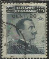 COLONIE ITALIANE EGEO 1916 RODI SOPRASTAMPATO D´ITALIA ITALY OVERPRINTED CENT. 20 SU 15 CENTESIMI USATO USED OBLITERE´ - Ägäis (Rodi)