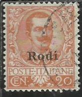 COLONIE ITALIANE EGEO 1916 SOPRASTAMPATO D´ITALIA ITALY OVERPRINTED CENT. 20 CENTESIMI USATO USED OBLITERE´ - Aegean (Rodi)