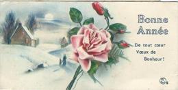 Petite Carte De Voeux/  Circulée/Maison Dans La Neige Et Roses/ 1935    CVE64 - New Year